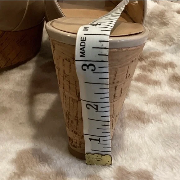 Marc Fisher Nude Patent Leather Peep Toe Wedge
Sandal, Size 8 - Picture 6 of 10